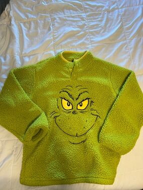 Grinch Green Sherpa Pullover with Graphic Face